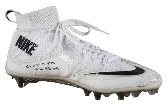 2014 Game Used and Signed Odell Beckham Jr. Signed New York Giants Cleat 11/16 (Beckham LOA and MEARS)
